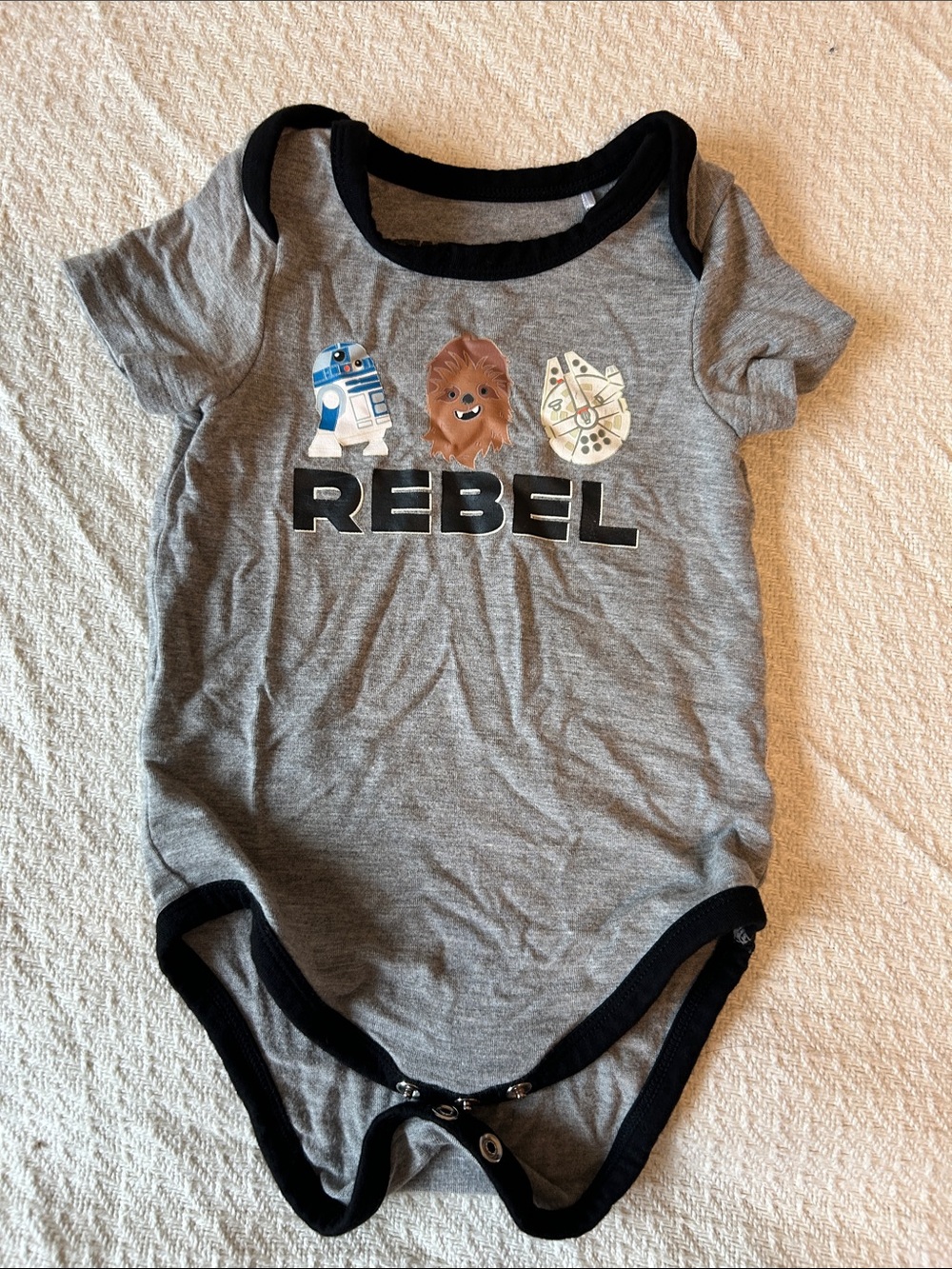 Little Sleepies Gray 'Rebel' Star Wars Bodysuit with Black Trim